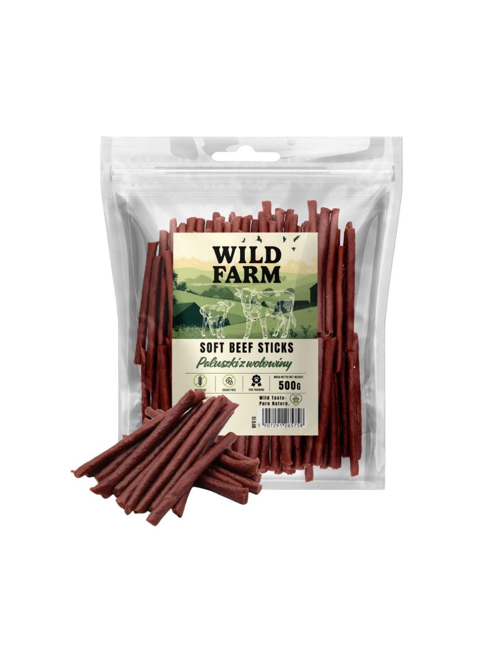WILD FARM paluszki z wołowiny 500g przysmak dla psa