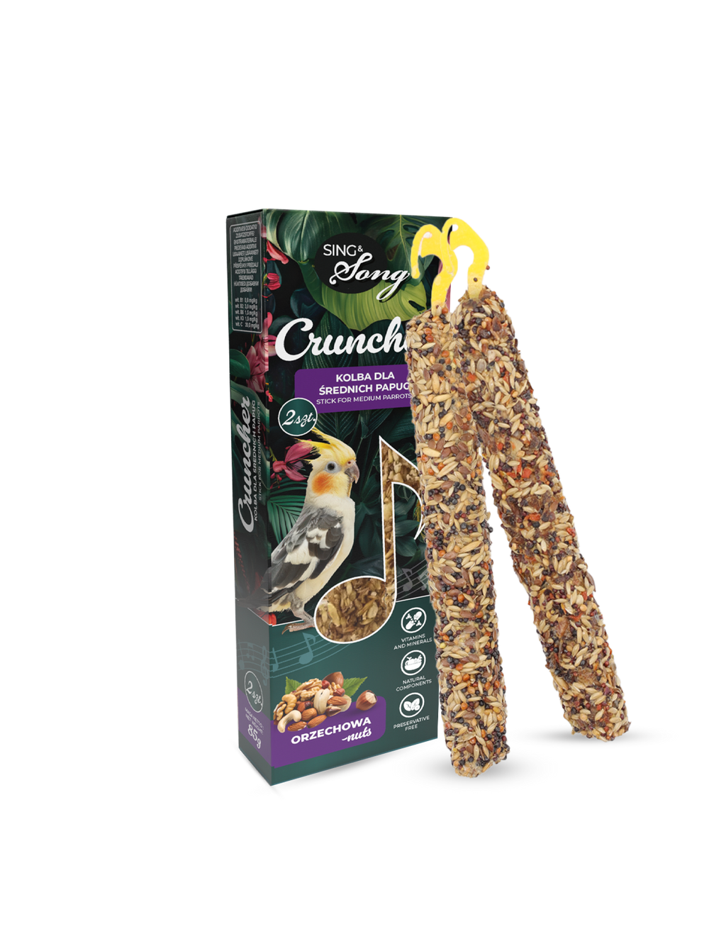SING&SONG cruncher dla średnich papug 85g orzechowy