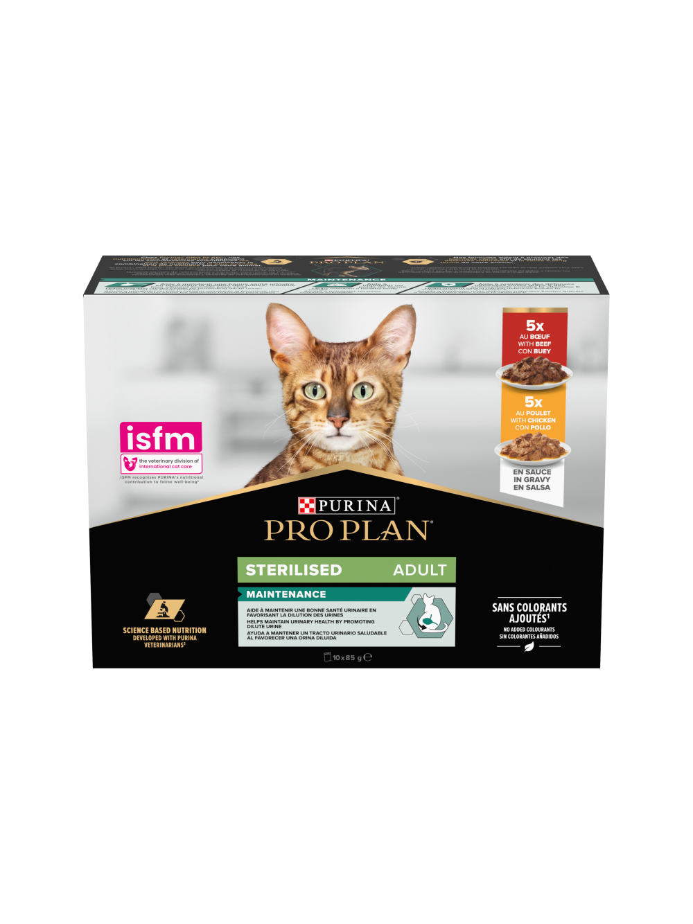PRO PLAN Sterilised Mokra karma dla kotów wysterylizowanych z wołowiną i kurczakiem w sosie 10x85g