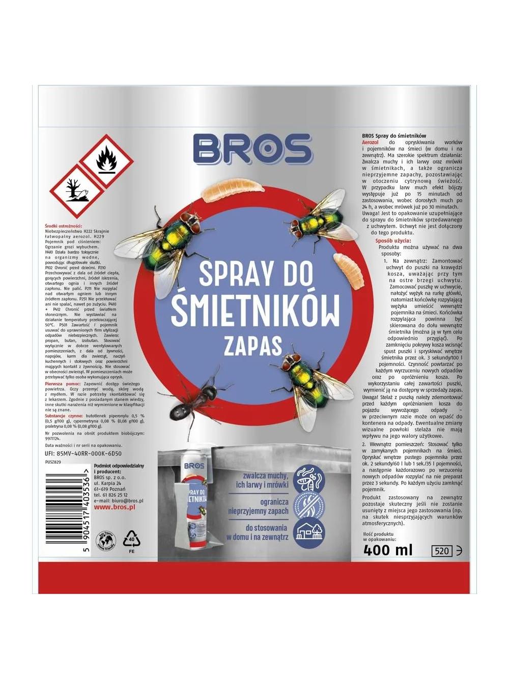 BROS - Spray do śmietników – zapas 400ml