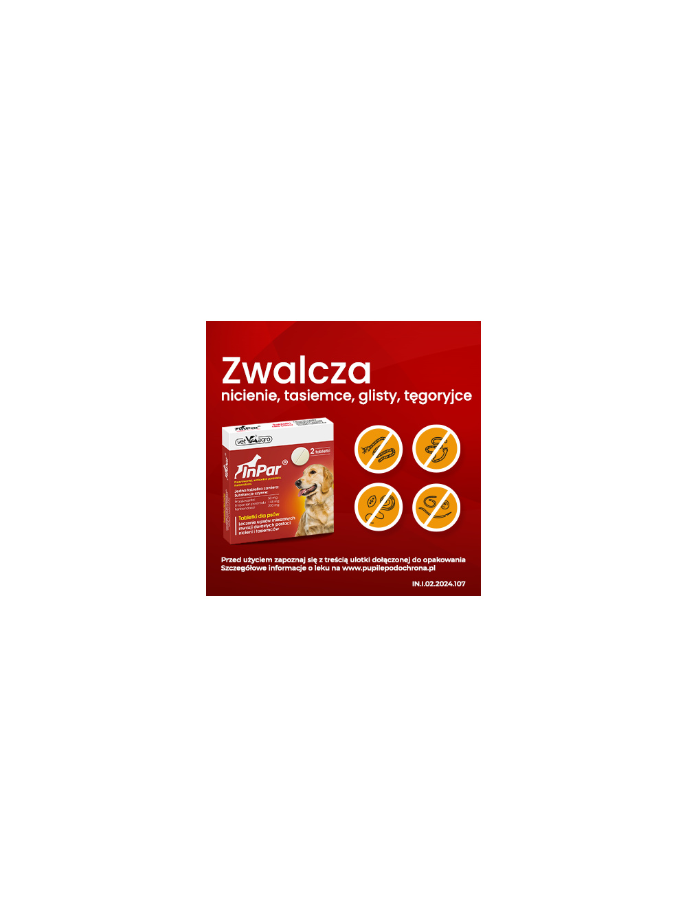 InPar 50/144/200 mg 2tabletki dla psów
