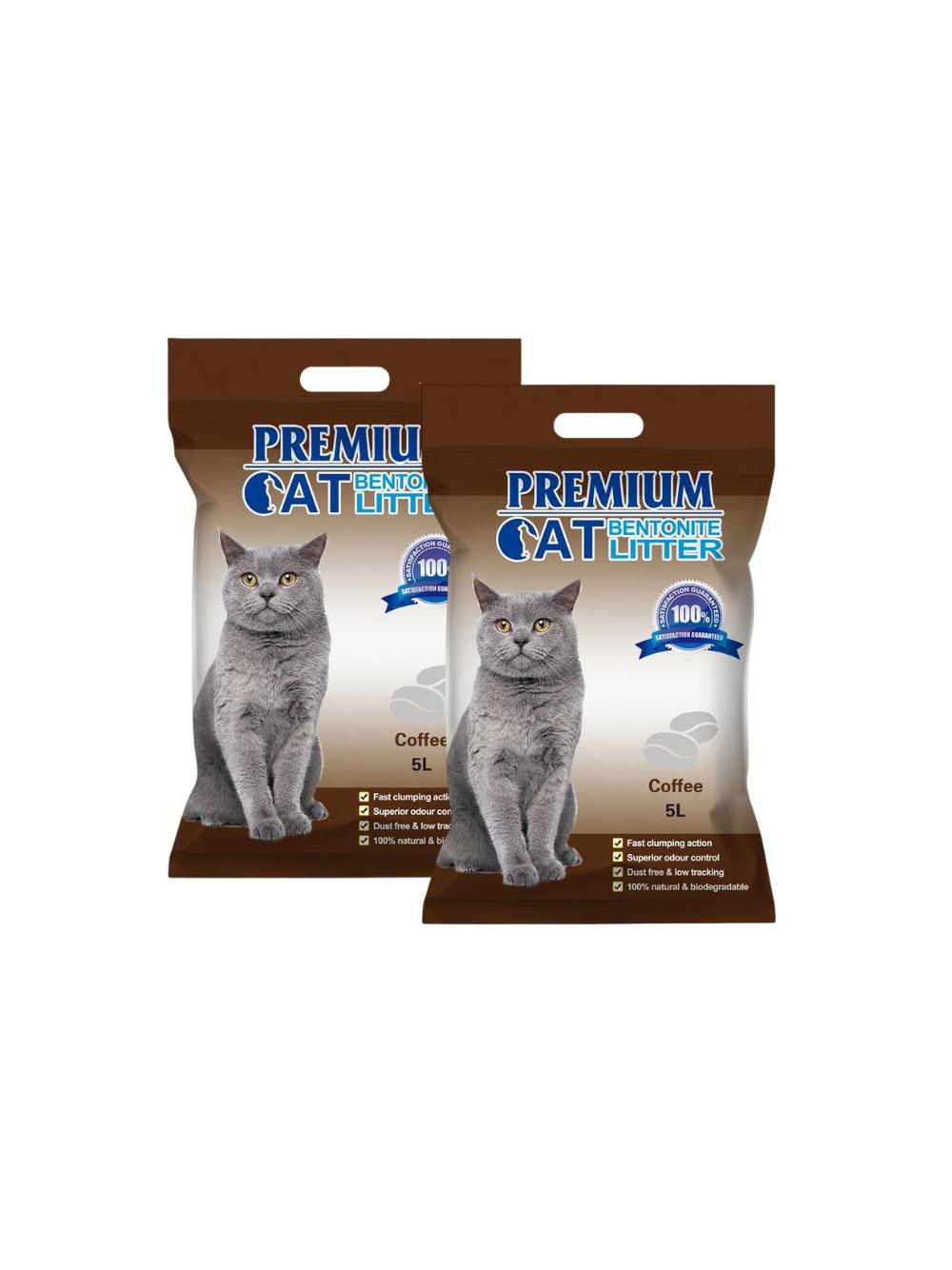 Premium Cat Żwirek Bentonitowy Zbrylający - Kawowy dla kota 2x5L