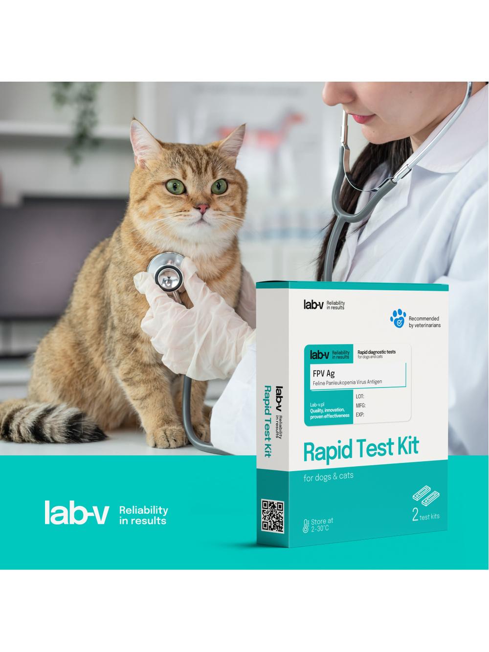 Lab-v Antygen Wirusa Panleukopenii (FPV) – Szybki test diagnostyczny dla kotów 2 szt.-Data ważności  14.11.2025