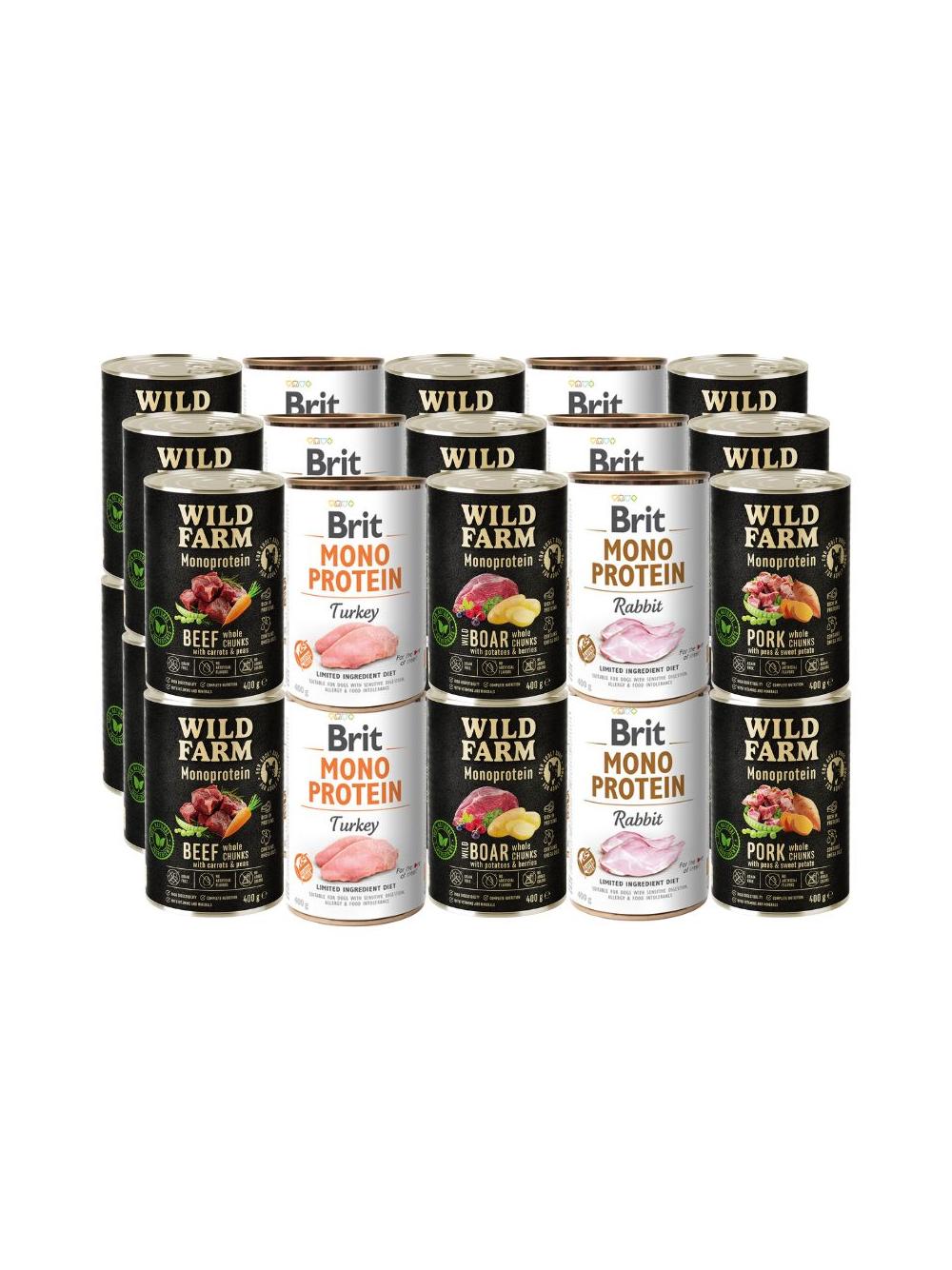 BRIT MONO PROTEIN + WILD FARM Monoprotein 30x400g