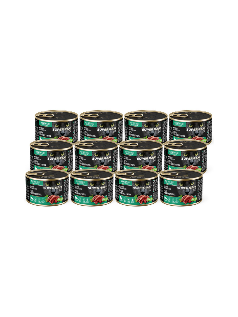 DOLINA NOTECI Super Rafi Cat P&F z gęsią i wątróbką z indyka dla kotów sterylizowanych 12x185g