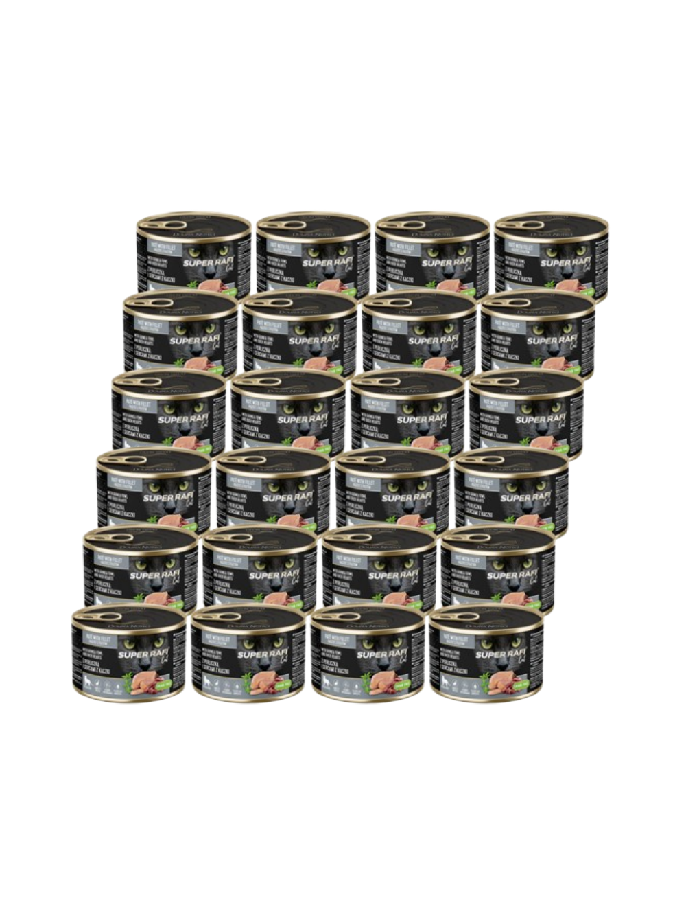 DOLINA NOTECI Super Rafi Cat P&F z perliczką i sercami z kaczki dla kotów sterylizowanych 24x185g