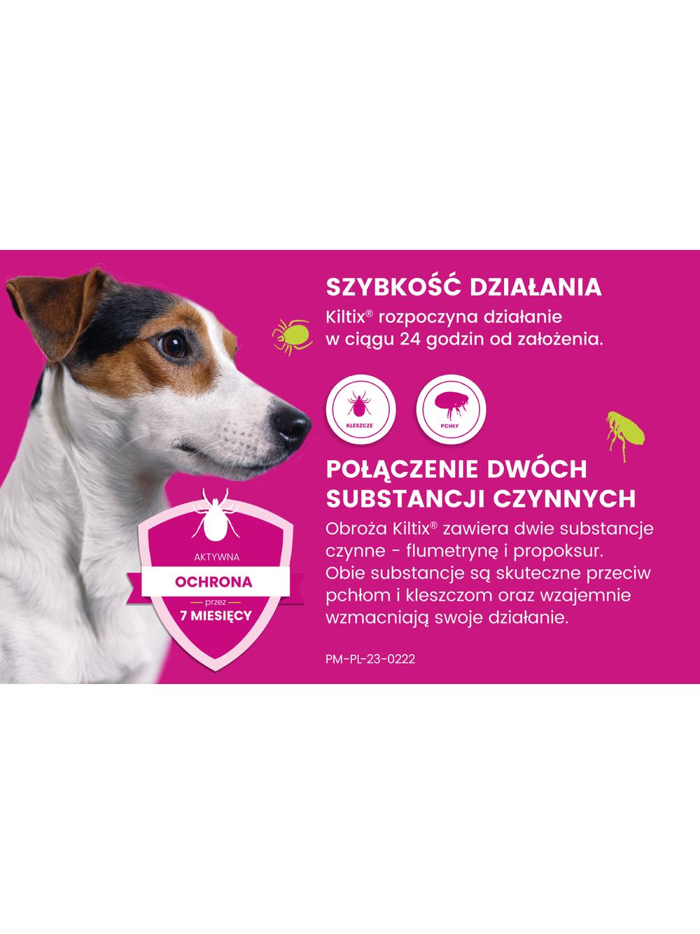 Kiltix Obroża dla psów średnich dł, 53cm+ Cestal Dog Plus tabletki na odrobaczanie psów 2 sztuki
