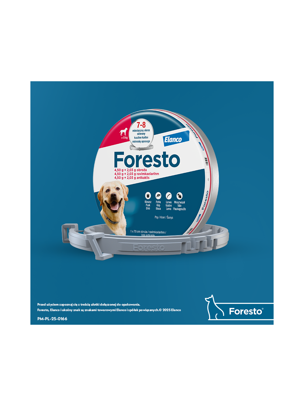 ELANCO Foresto Obroża dla psów powyżej 8kg+ Cestal Dog Plus tabletki na odrobaczanie psów 2 sztuki