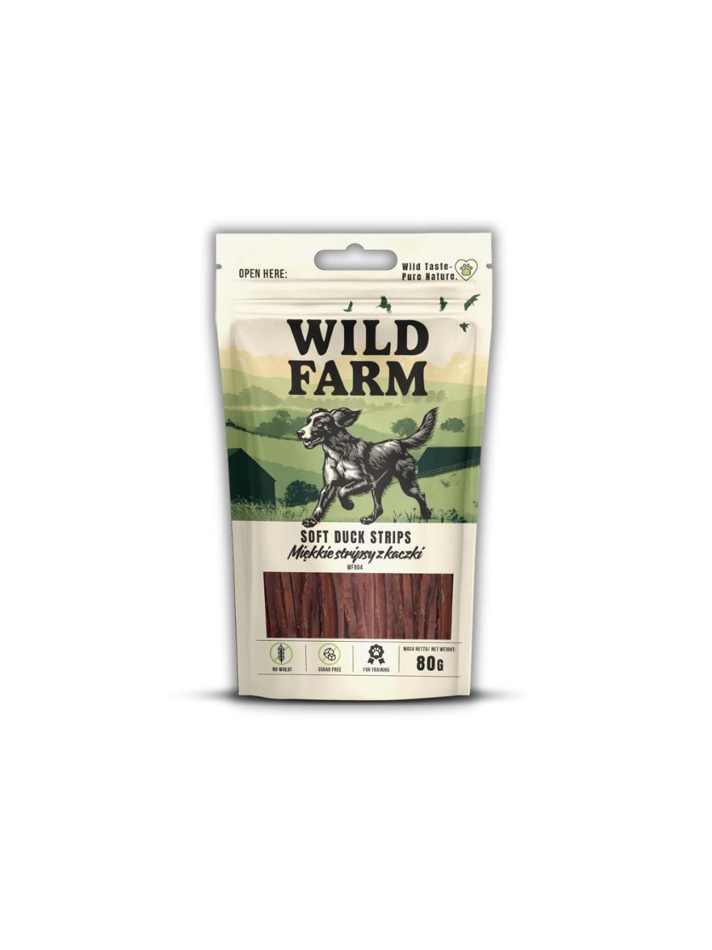 WILD FARM Miękkie stripsy z kaczki 80g przysmak dla psa