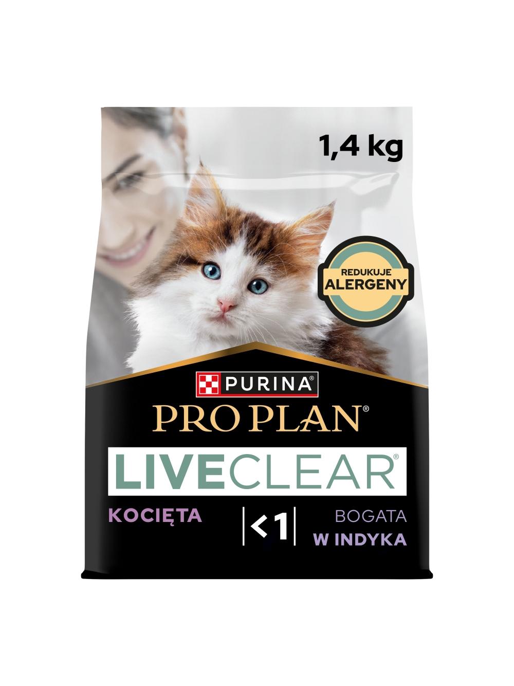 PRO PLAN LiveClear Karma dla kociąt bogata w indyka 1,4 kg