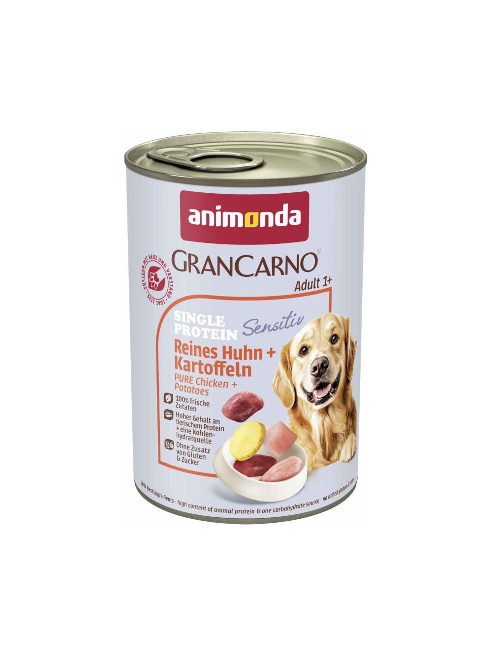 ANIMONDA GranCarno Sensitiv  Adult Dog smak: Kurczak + ziemniaki  400g