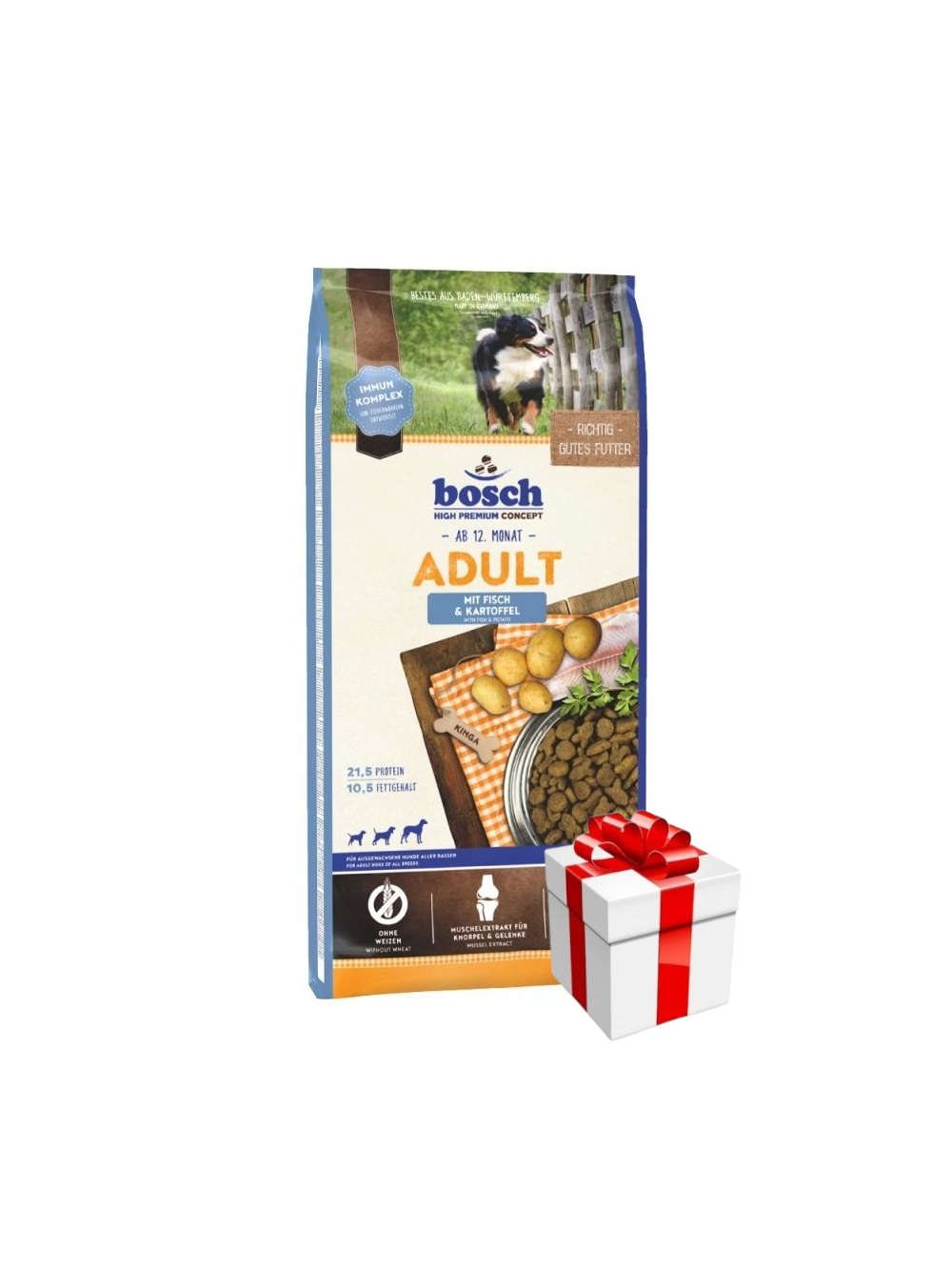 Bosch Adult Fish & Potato, ryba i ziemniak (nowa receptura) 15kg + Niespodzianka dla psa GRATIS
