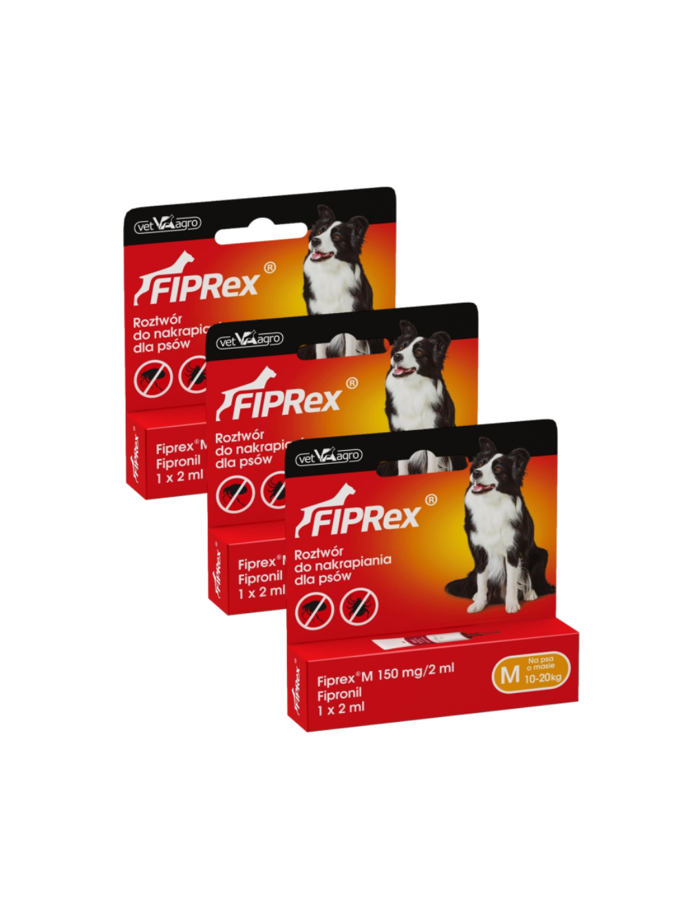 Fiprex M, 150 mg/2ml, roztwór do nakrapiania dla psów (3szt)