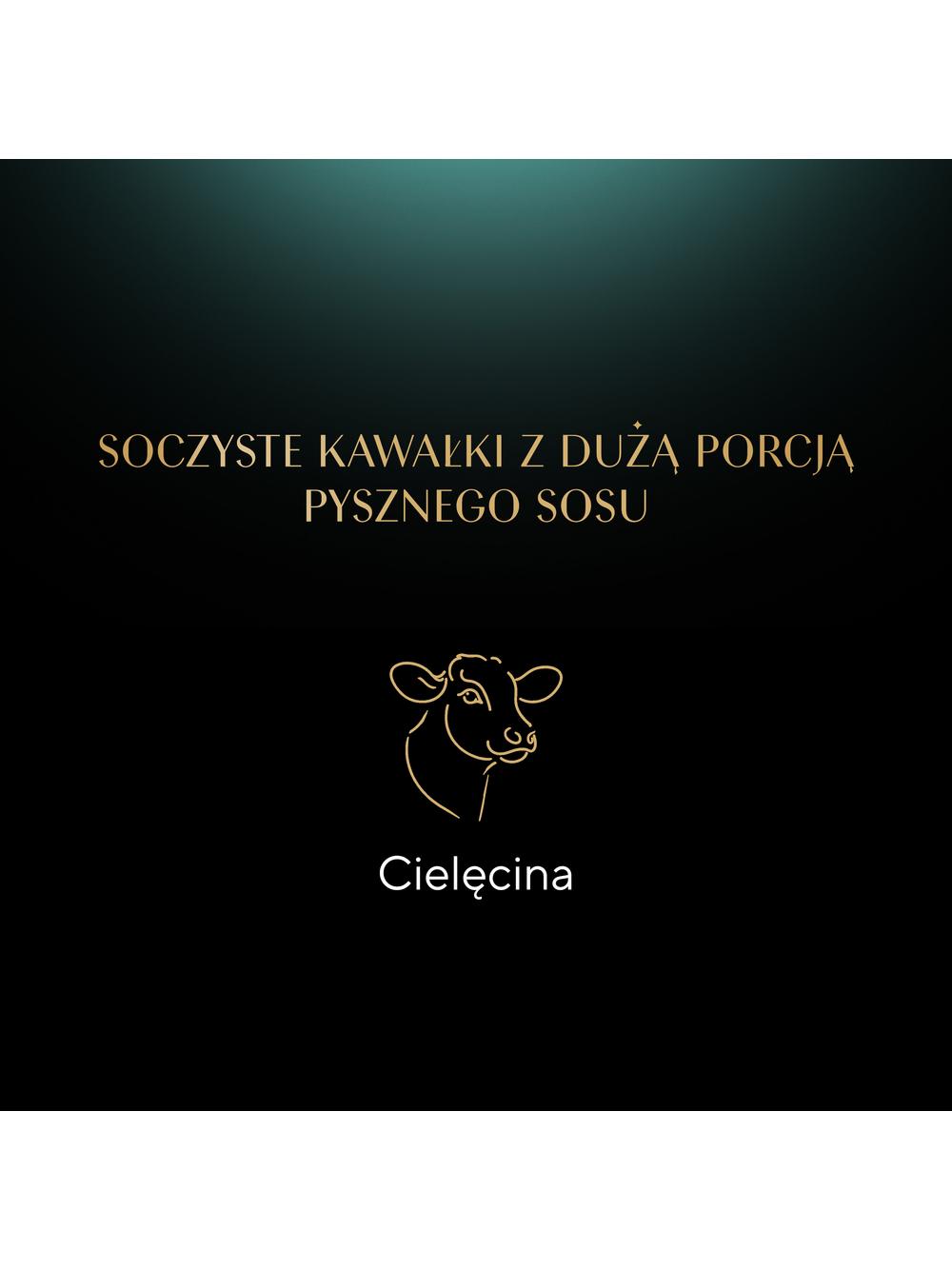 SHEBA Sauce Collection tacka 85g – mokra karma pełnoporcjowa dla dorosłych kotów, kawałki z cielęciną, w sosie