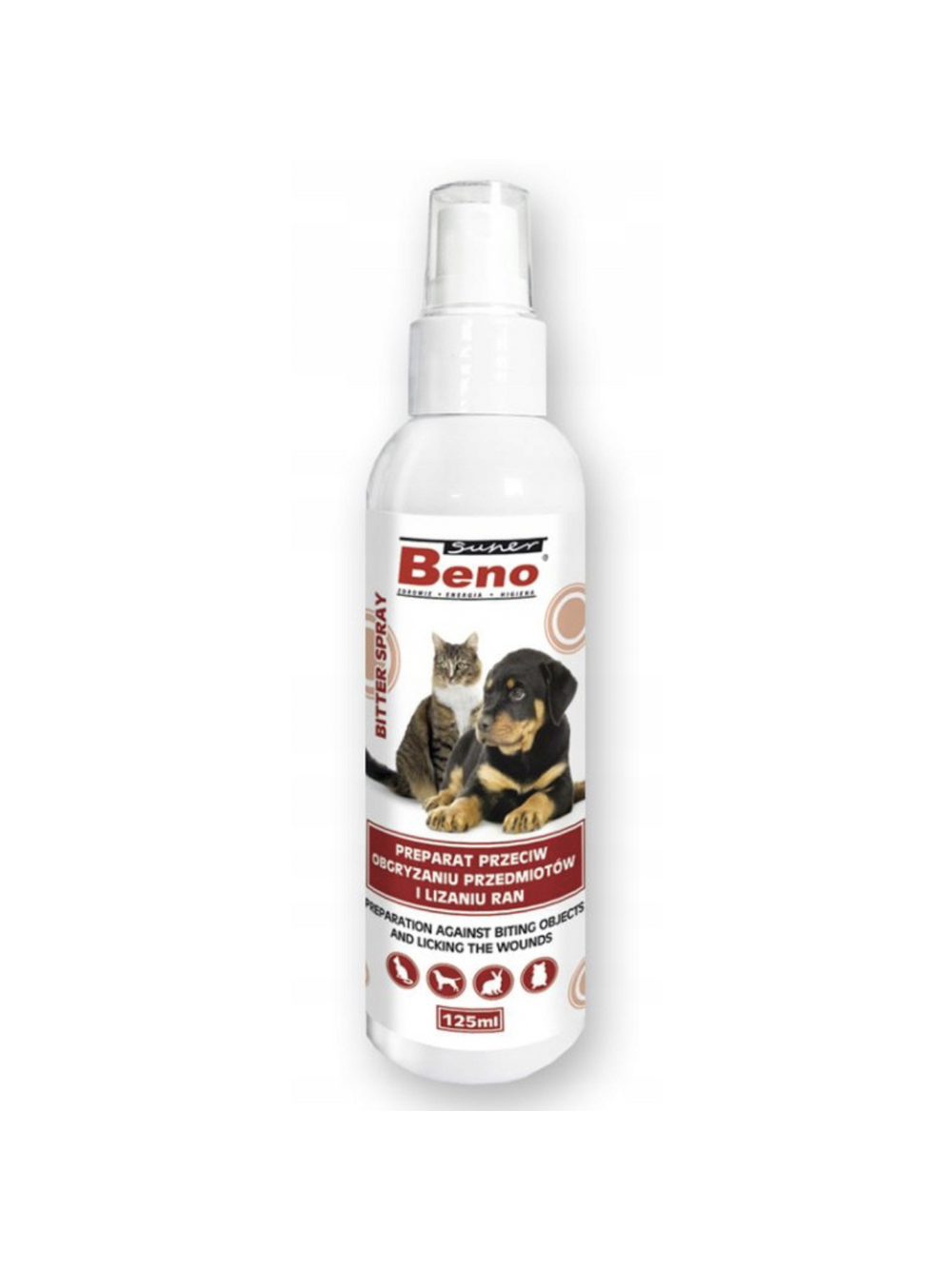 Super Beno Bitter spray Preparat przeciw obgryzaniu przedmiotów i lizaniu ran 125 ml