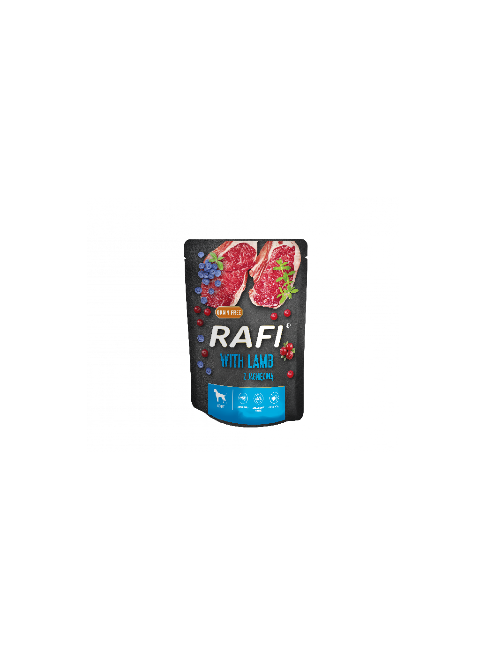 Rafi z jagnięciną dla psa - saszetka 300g (czarne opakowanie)
