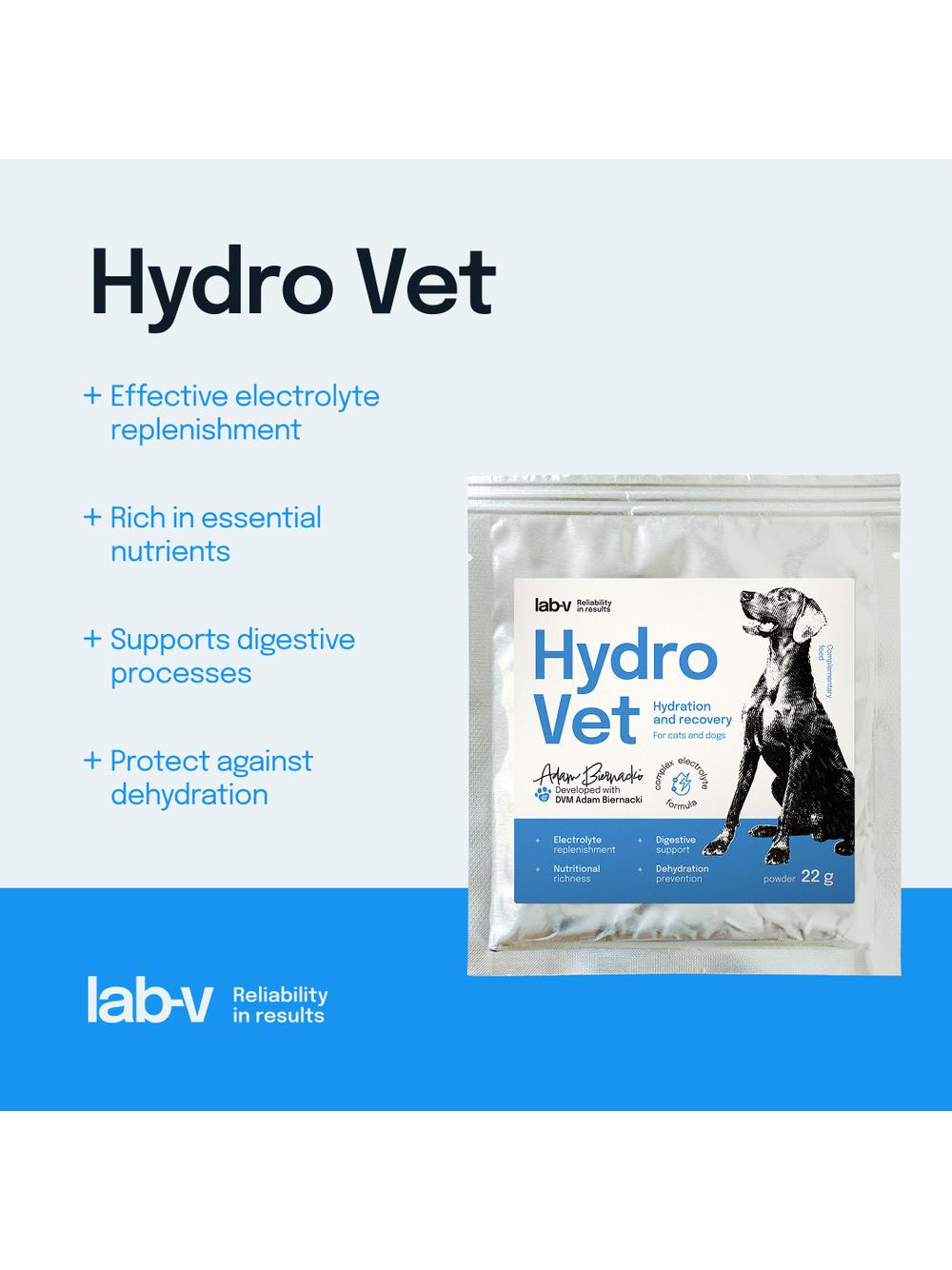 Lab-v Hydro-Vet Dog - mieszanka paszowa dietetyczna wspomagająca regenerację organizmu po przebytych operacjach dla psów 22 g