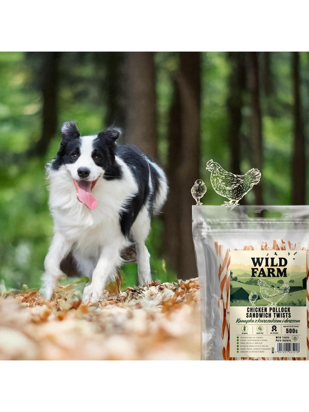 WILD FARM kanapka z kurczakiem i dorszem 500g przysmak dla psa