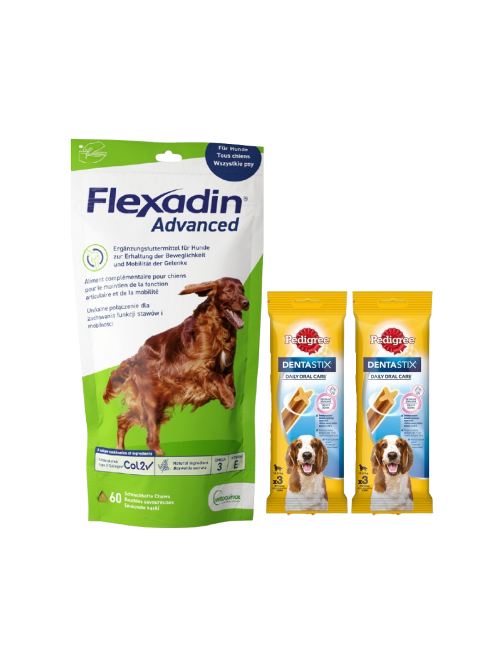VETOQUINOL Flexadin Advanced 60 kąsków + DentaStix 2x77g