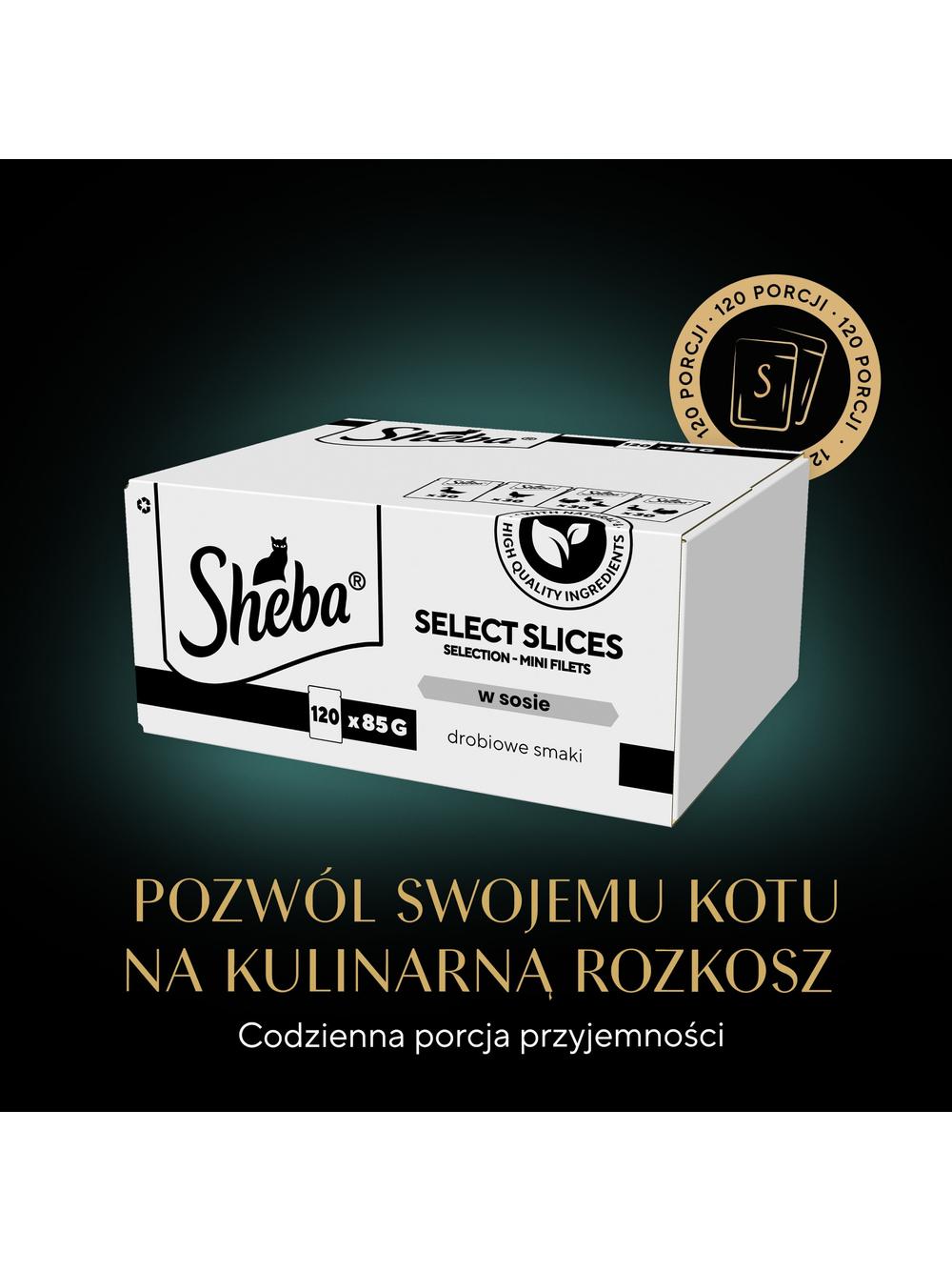 SHEBA Selection Select Slices Drobiowe Smaki saszetki 120x85 g – mokra karma pełnoporcjowa dla dorosłych kotów, w sosie