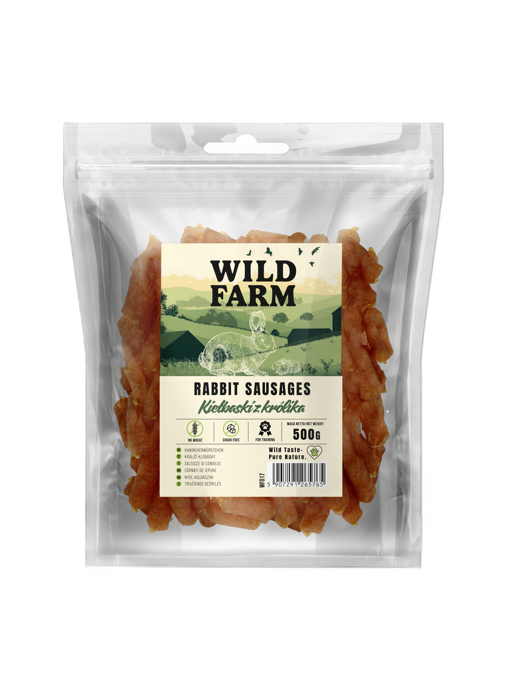 WILD FARM kiełbaski z królika 500g przysmak dla psa