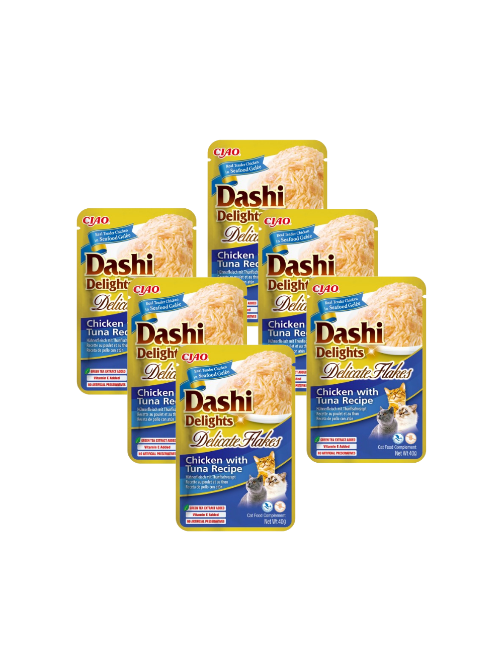INABA Dashi Delights Delicate Flakes Chicken with Tuna Recipe 6x40g