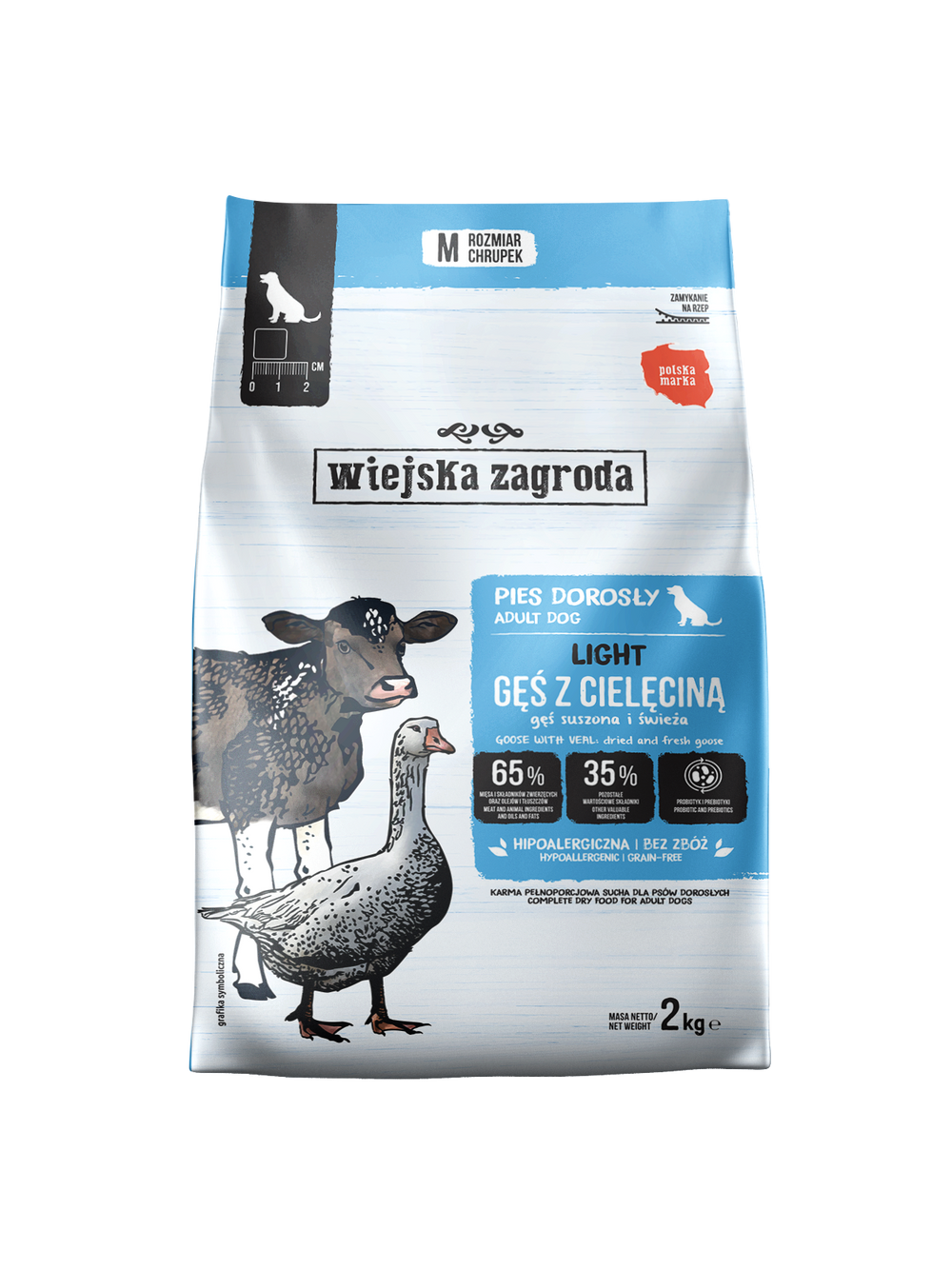 Wiejska Zagroda Karma sucha dla psa Light Gęsina z cielęciną (dorosły) 2kg