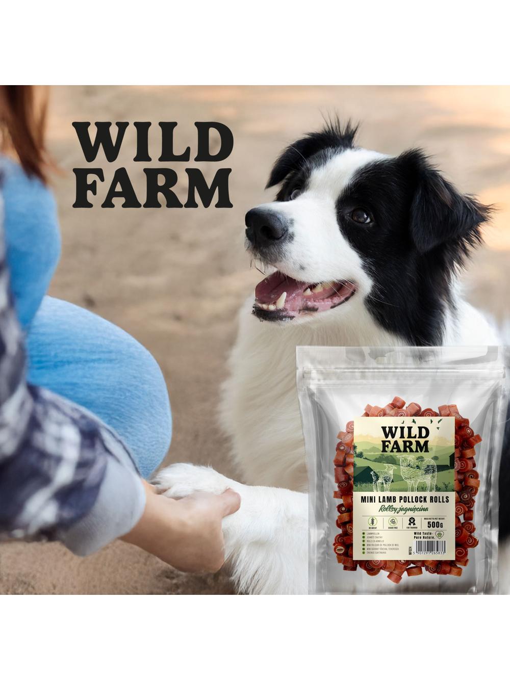 WILD FARM rollsy jagnięcina 500g przysmak dla psa