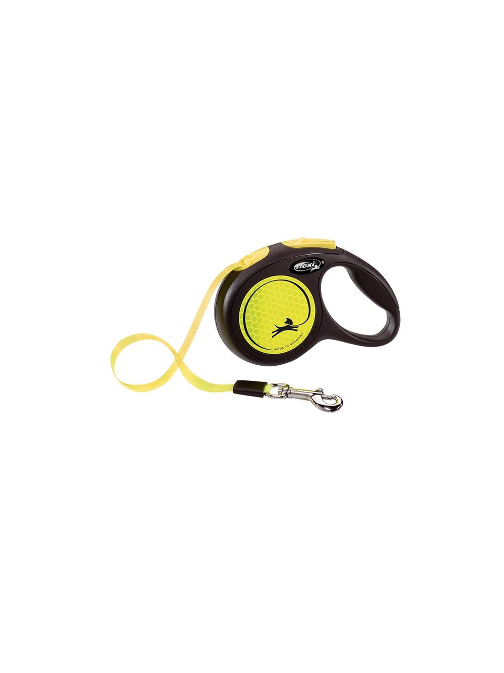 FLEXI Smycz oryginalna New Neon żółta L - 5m do 50kg - taśma