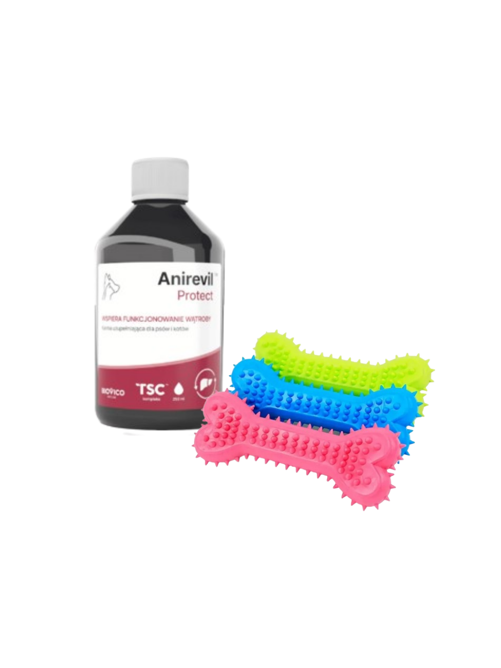 BIOVICO Anirevil Protect 250ml + NUXIE Zabawka gumowa dla psa - gryzak kość 14cm GRATIS!