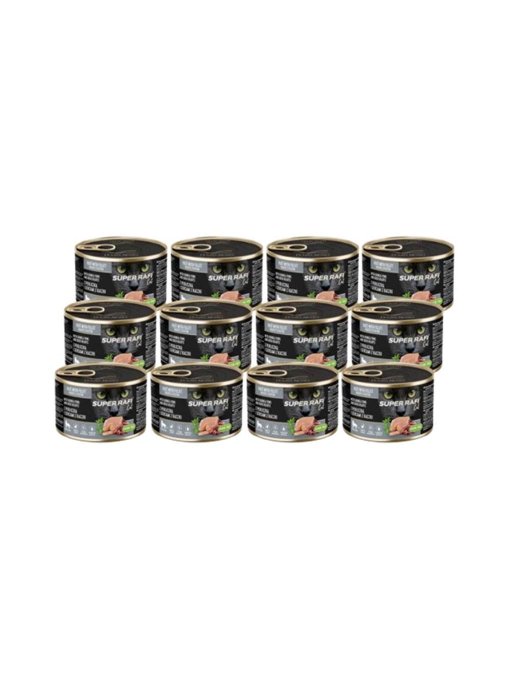 DOLINA NOTECI Super Rafi Cat P&F z perliczką i sercami z kaczki dla kotów sterylizowanych 12x185g