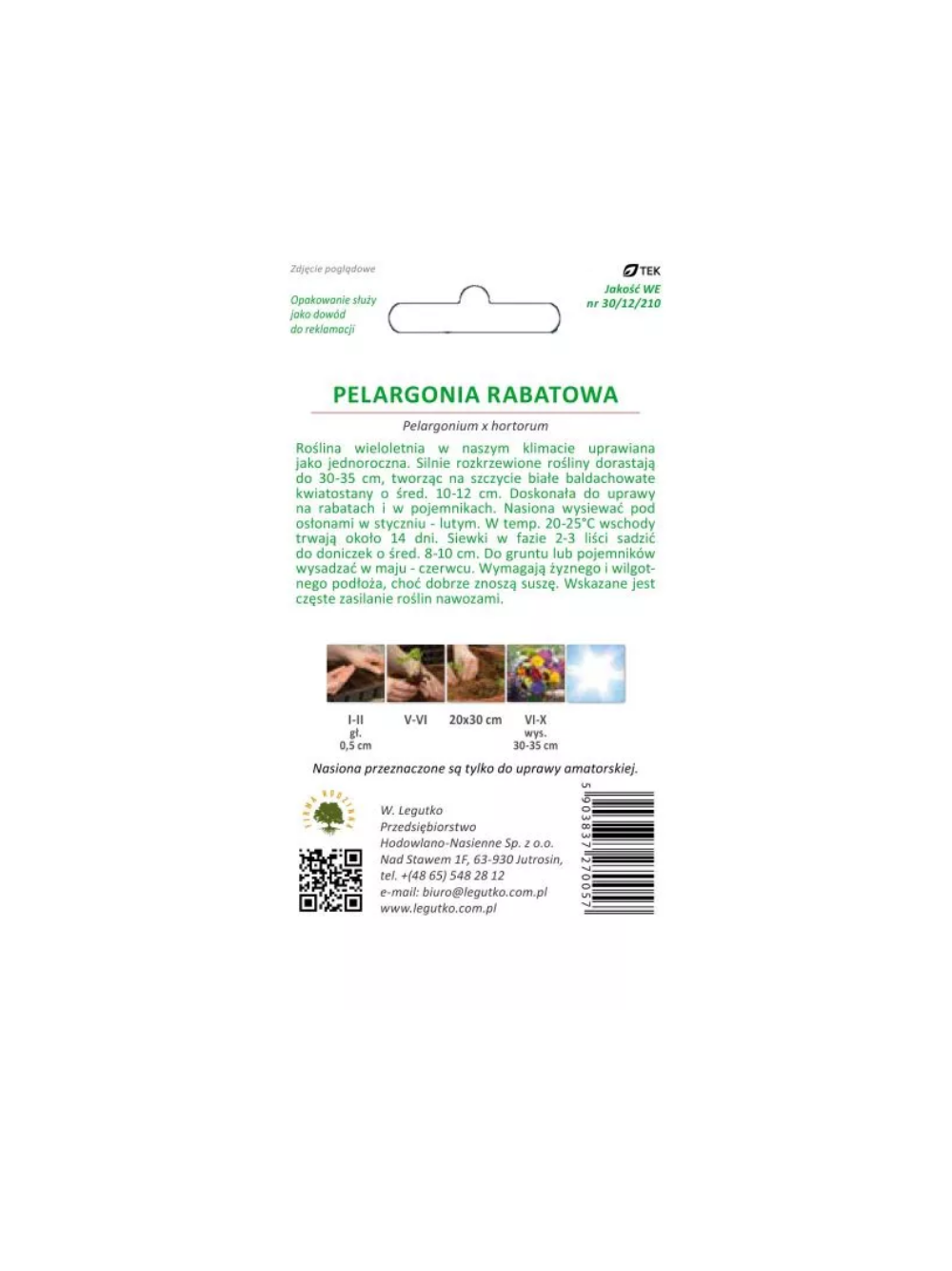 Pelargonia rabatowa Gama F1 - biała