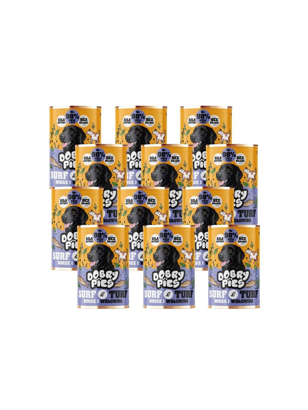 Dobry Pies Dorsz i wołowina 12x400g