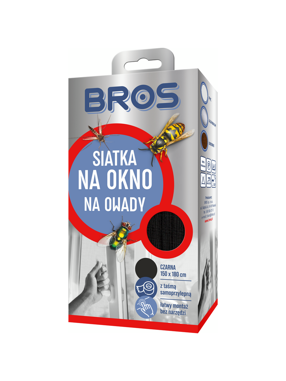 BROS - siatka na okno 150x180 – czarna