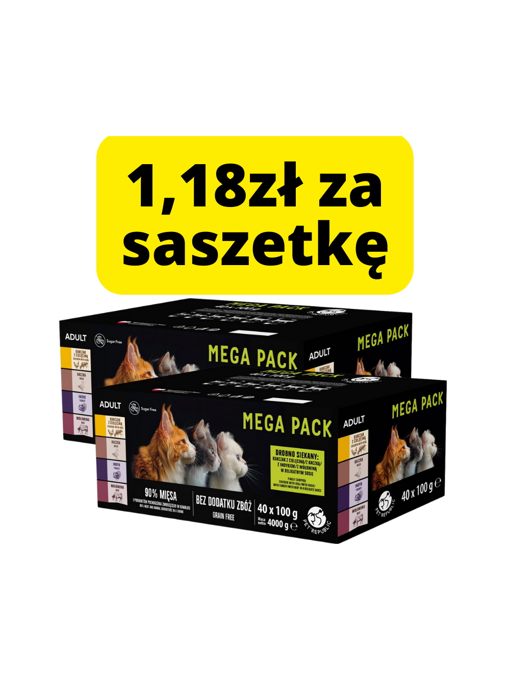 PetRepublic karma mokra dla kota kawałki w delikatnym sosie 80x100g