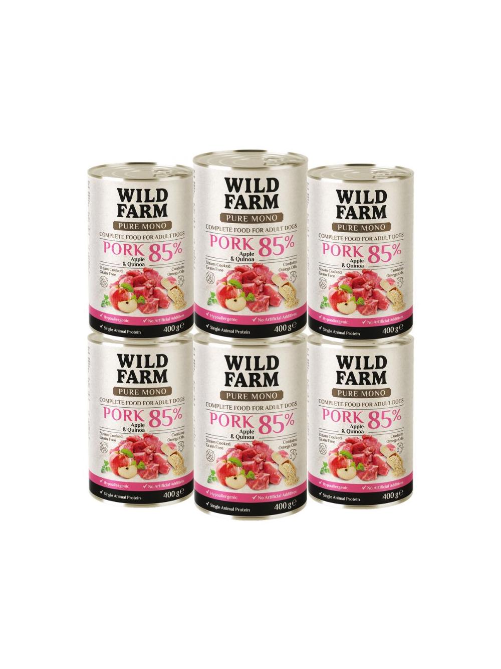WILD FARM PURE MONO Pork Apple and Quinoa 6x400g monoproteinowa karma dla psa