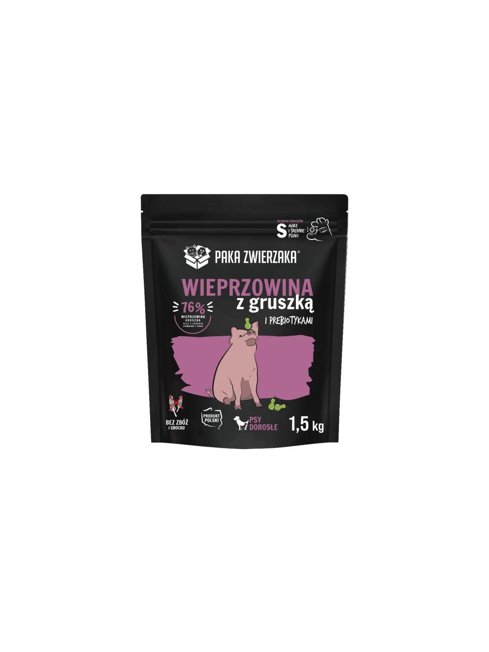 Paka Zwierzaka - Karma sucha SH Wieprzowina z gruszką "S" 1,5kg  + ETUI na kupoworki GRATIS !!!