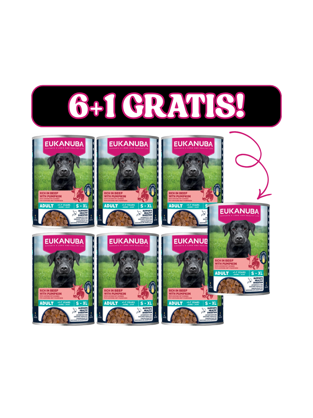 EUKANUBA Mokra karma dla psów dorosłych, bogata w wołowinę i dynię 6x400g + 400g Gratis