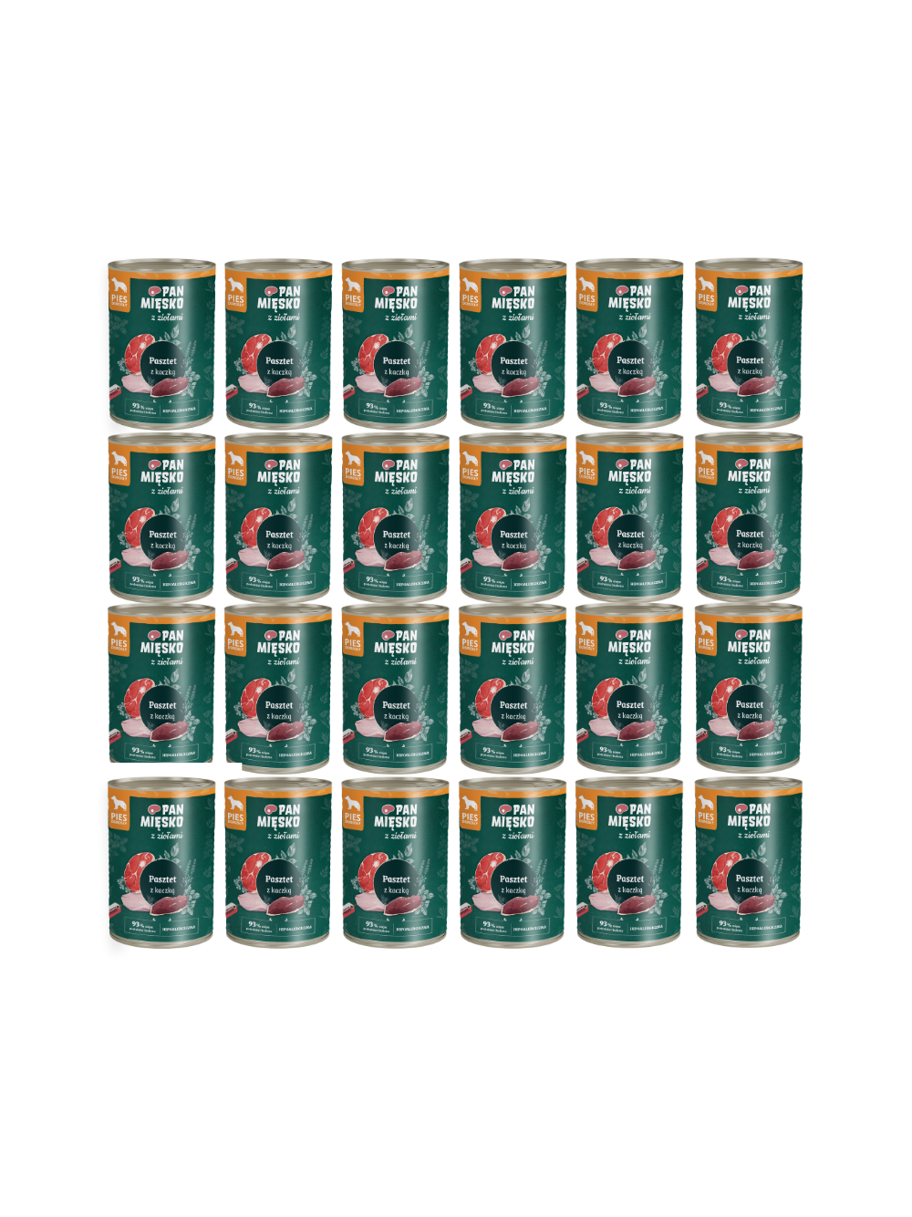 PAN MIĘSKO z Ziołami Pasztet z kaczką karma mokra dla psa 24x400g
