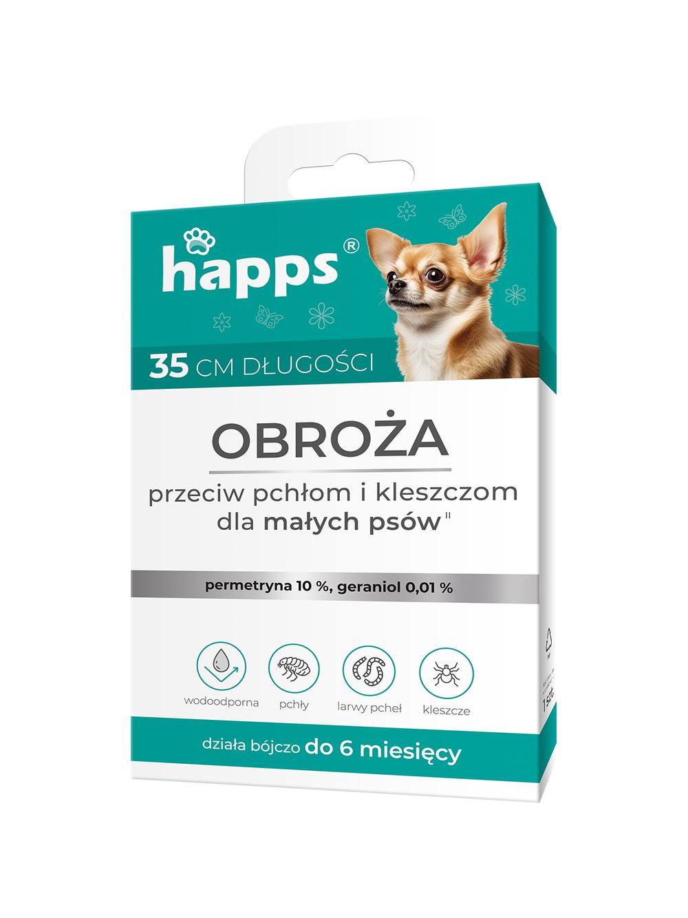HAPPS - obroża przeciw pchłom i kleszczom dla małych psów 35cm