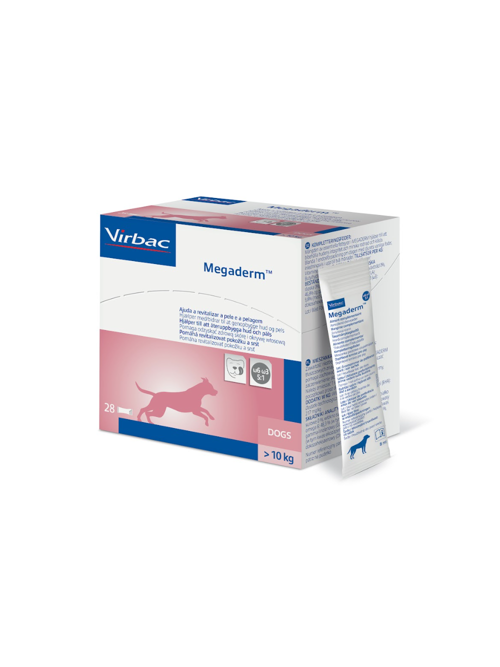 Virbac Megaderm 28x8 ml suplement diety dla psów 10-30 kg na problemy skórne