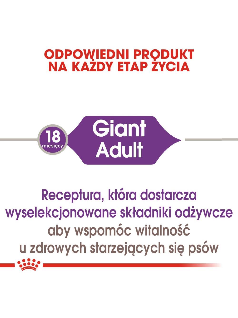 ROYAL CANIN Giant Adult 15kg karma sucha dla psów dorosłych, od 18/24 miesiąca życia, ras olbrzymich +  niespodzianka dla psa GRATIS!