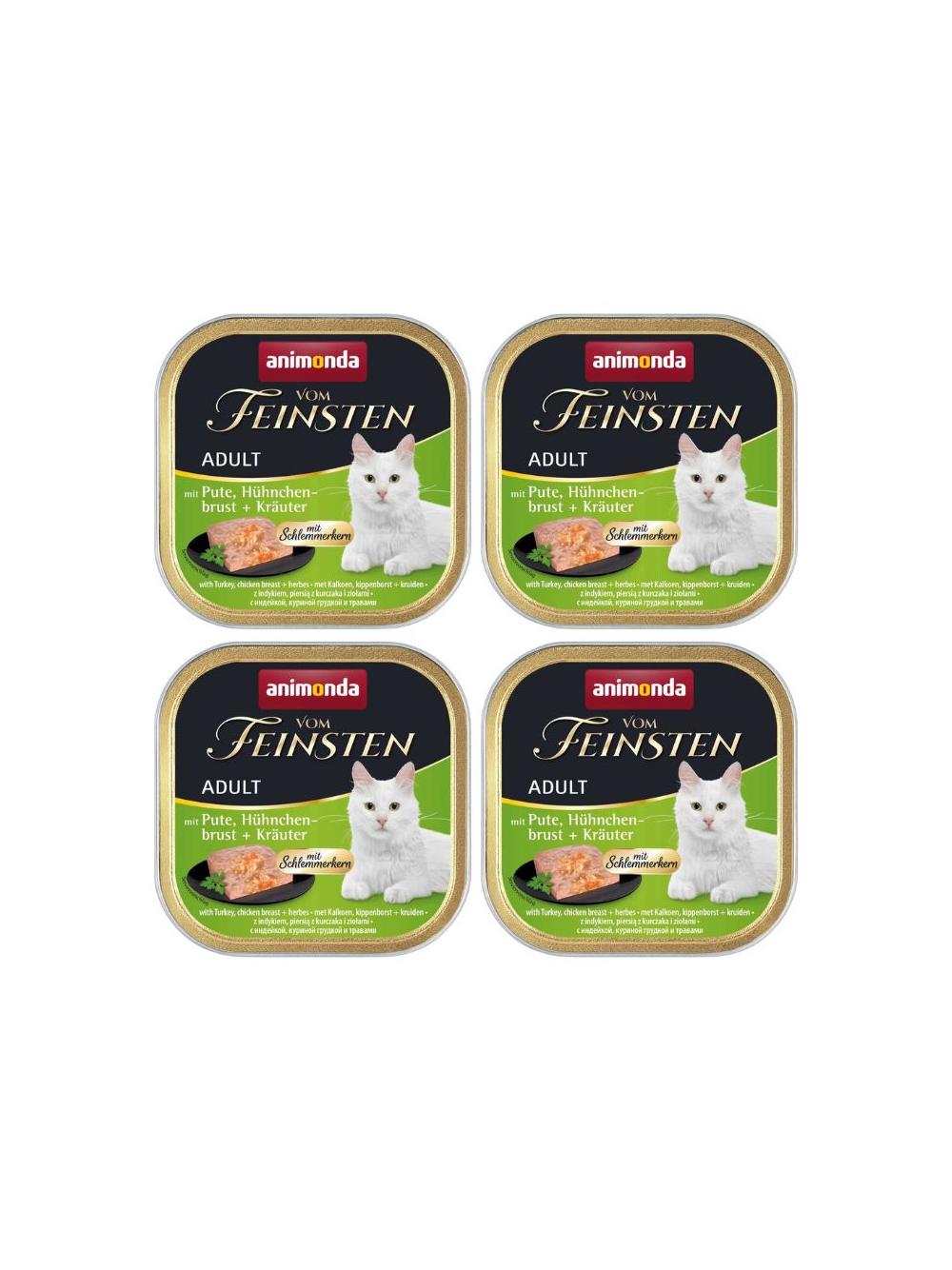 ANIMONDA Cat Vom Feinsten adult Adult z nadzieniem: Indyk, pierś z kurczaka i zioła 6x100g
