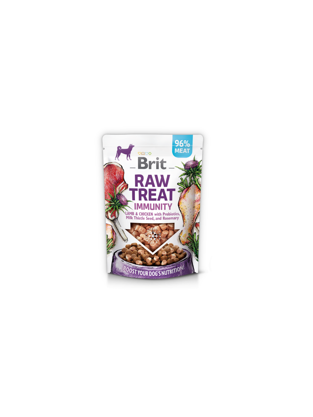BRIT CARE Dog Raw Treat Immunity Lamb & Chicken with Probiotics, Milk Thistle Seed and Rosemary 40g