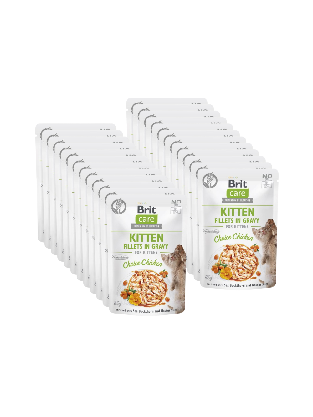 BRIT CARE Cat Kitten Fillets in Gravy Choice Chicken Enriched with Sea Buckthorn and Nasturtium 24x85g