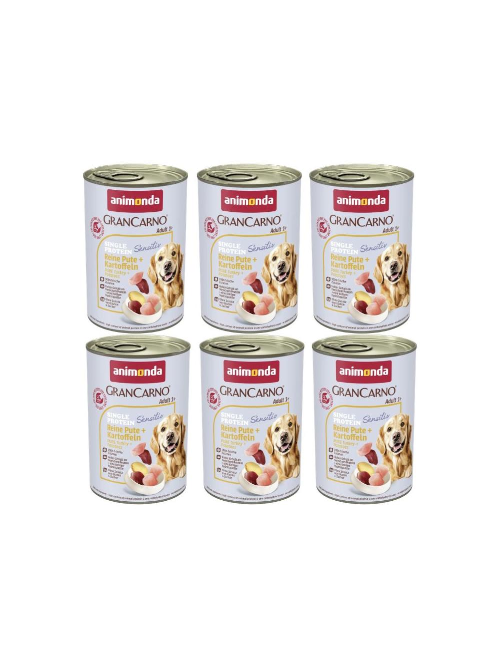 ANIMONDA GranCarno Sensitiv  Adult Dog smak: Indyk + ziemniaki 6x400g