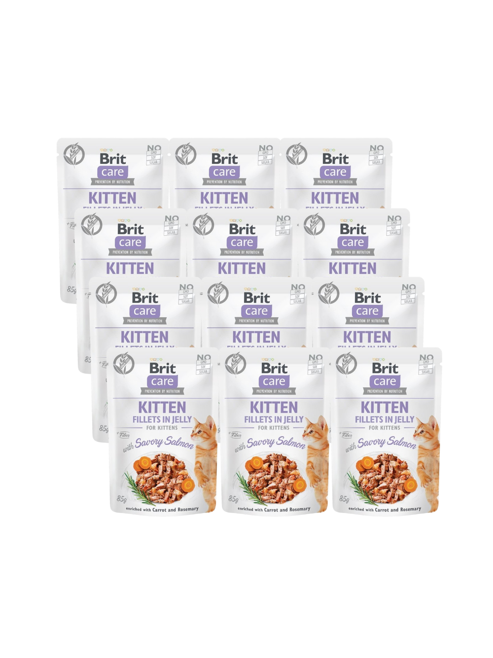 BRIT CARE Cat  Pouches Kitten Fillets in Jelly with Savory Salmon 12x85g