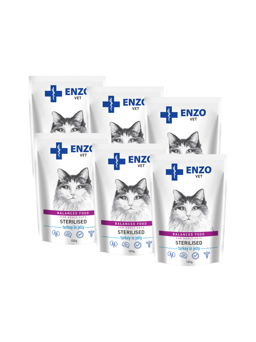 ENZO VET Sterilised dieta dla kotów sterylizowanych z indykiem w galaretce 6x100g