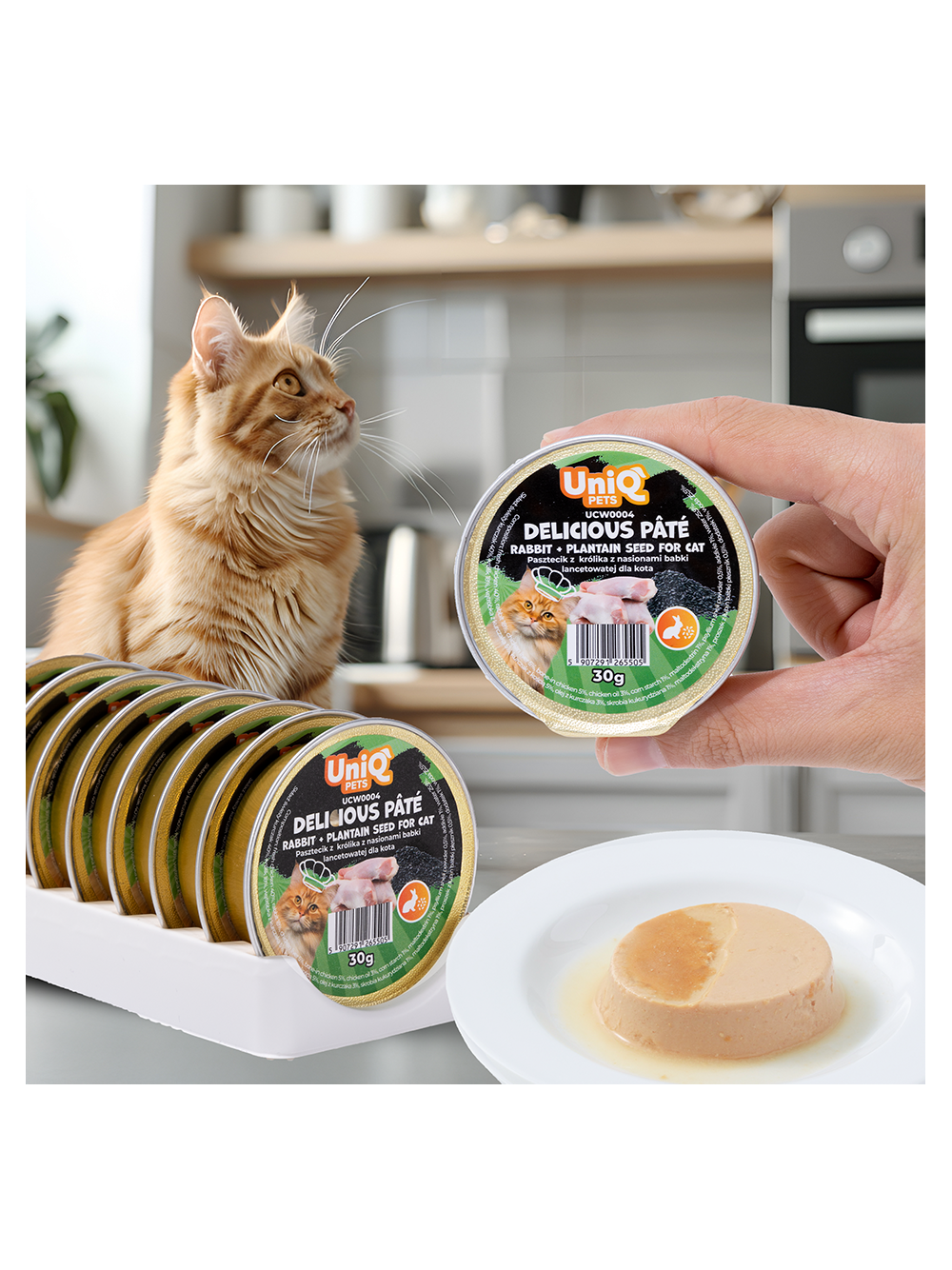 UNIQ PETS KARMA MOKRA DLA KOTA ROYAL RABBIT pasztecik z królika z nasionami babki lancetowatej 30 g x 8 szt