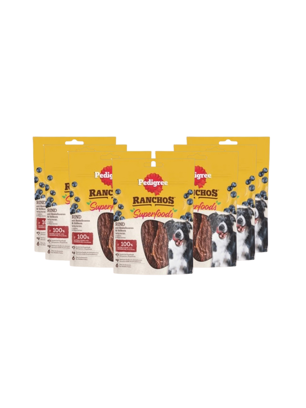 PEDIGREE® Ranchos™ Superfoods z wołowiną, jagodami i pełnym ziarnem 7x70g